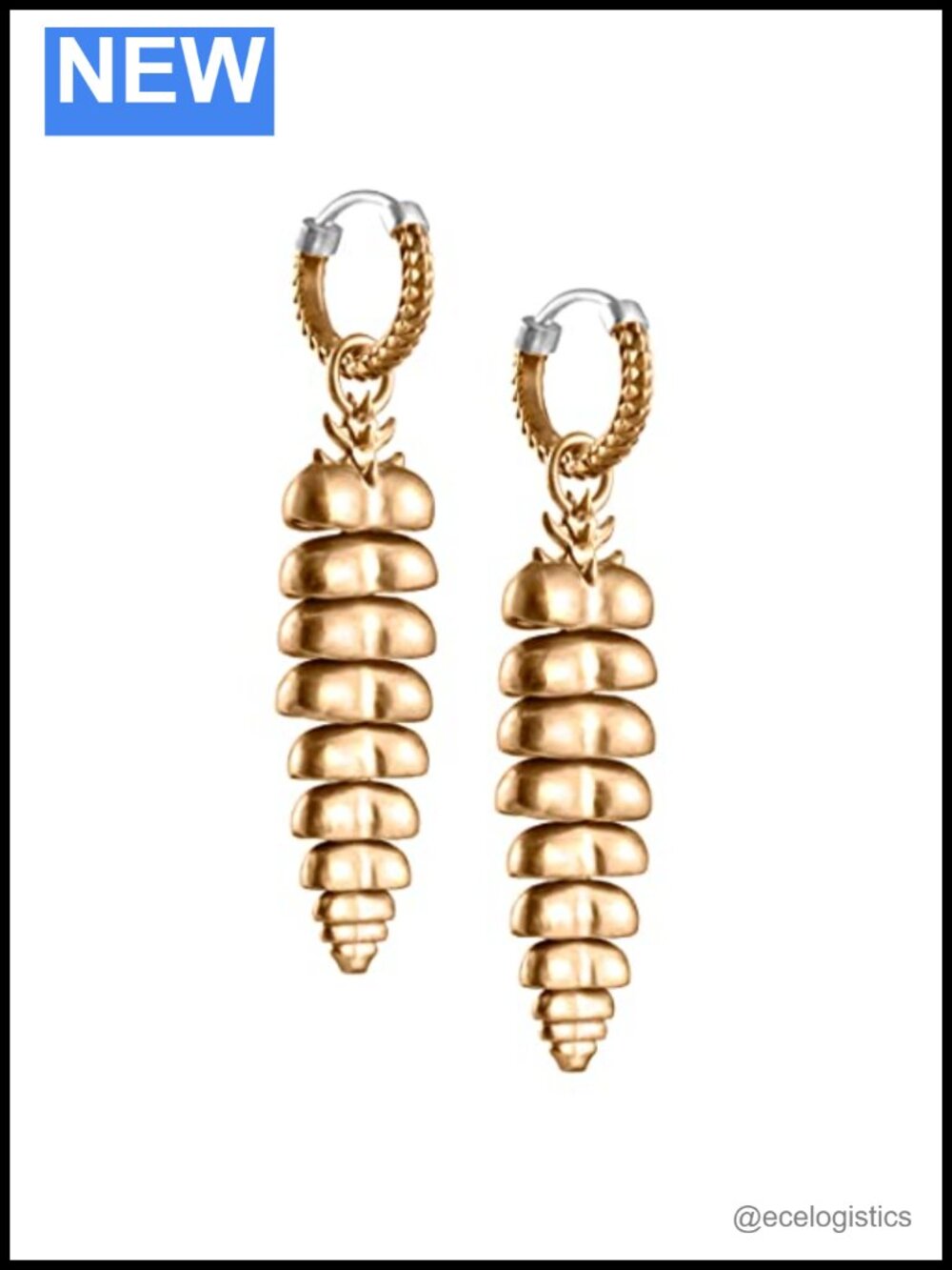 Rattlesnake Tail Hoop Dangle Earrings 925 Sterling Silver Hypoallergenic